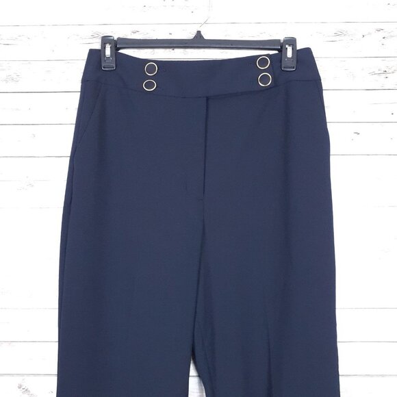 Calvin Klein Womens Dress Pants Sz 14 High Rise Navy 308A - Picture 2 of 6